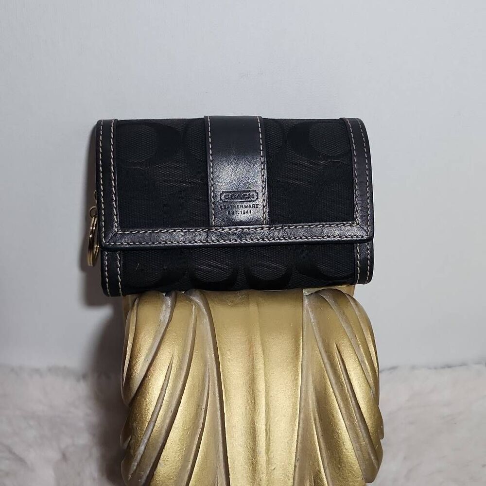 Coach Signature Jacquard Hampton small wallet with keychain Y2K-ERA